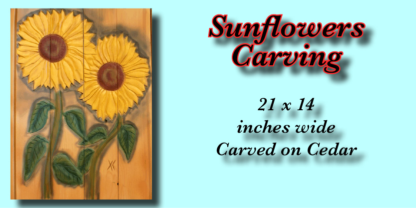 Sunflower Carving fence art Garden art, yard art, and so much more